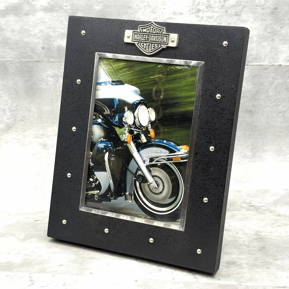 Harley Davidson Photo Frame Studded 5 X 7" Picture Tabletop Garage Decor